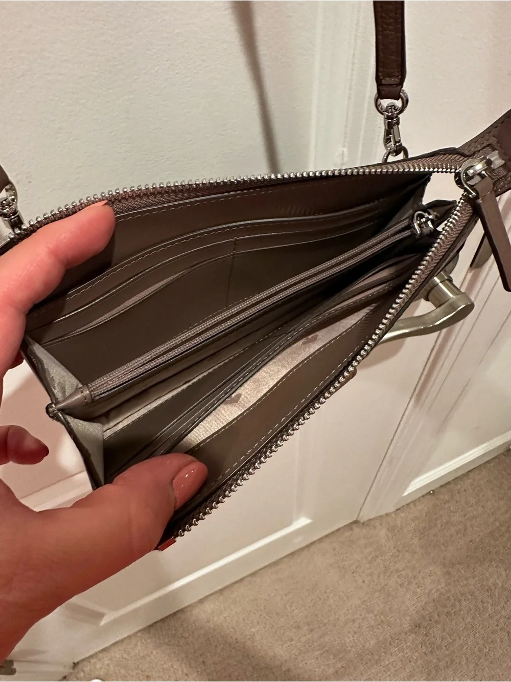 Kate Spade Brown Pebbled Leather Crossbody Wallet Clutch | Adjustable Strap